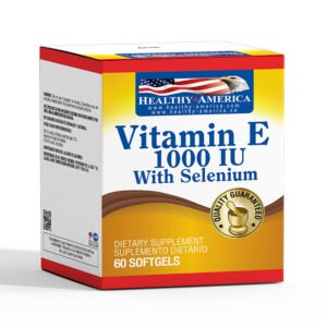 Vitamin E 1000 IU con Selenio Healthy America | Antioxidante Potente | 60 Softgels