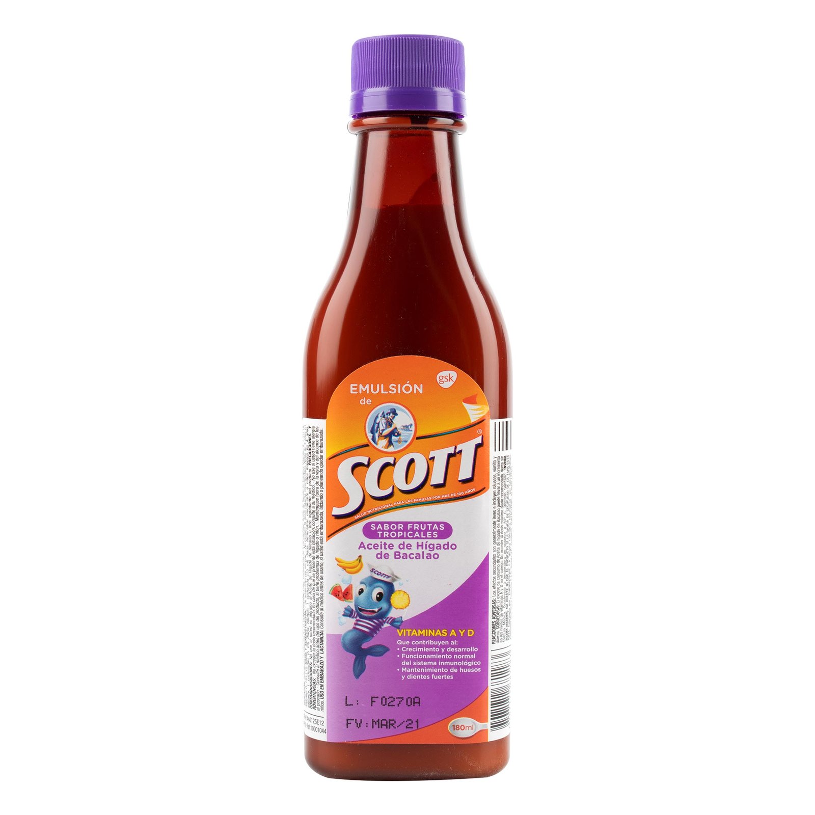 Emulsion De Scott Sabor Frutas Tropicales x 180 ml